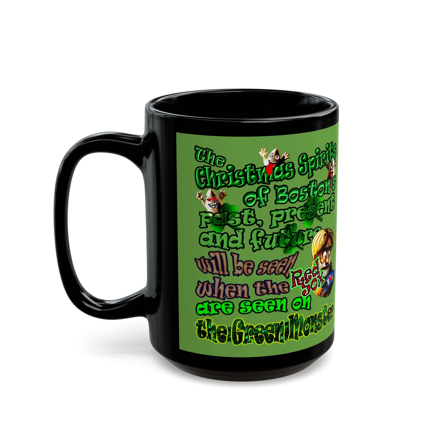 christmas spirits of boston - Black Mug (green)