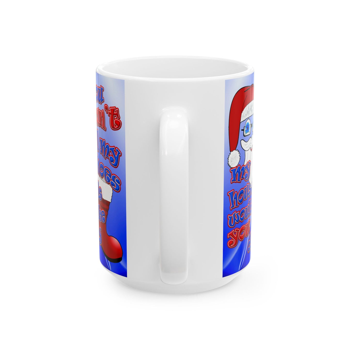 santa's shoes - White Mug (blue-white wave)