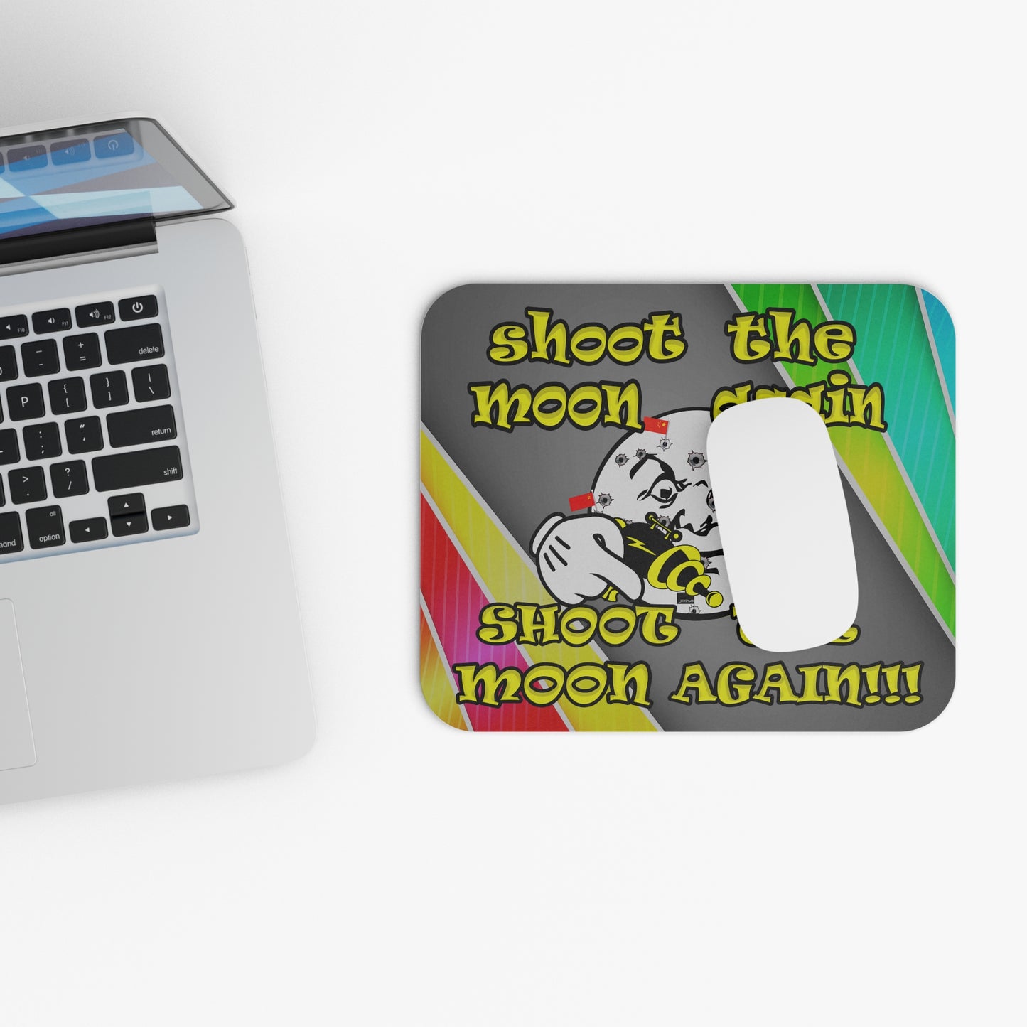 shoot the moon again - Mouse Pad (Rectangle) (rainbow split)