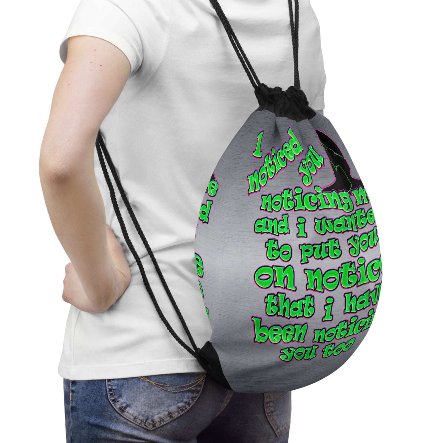 noticed you noticing - Drawstring Bag (brushed nickel)