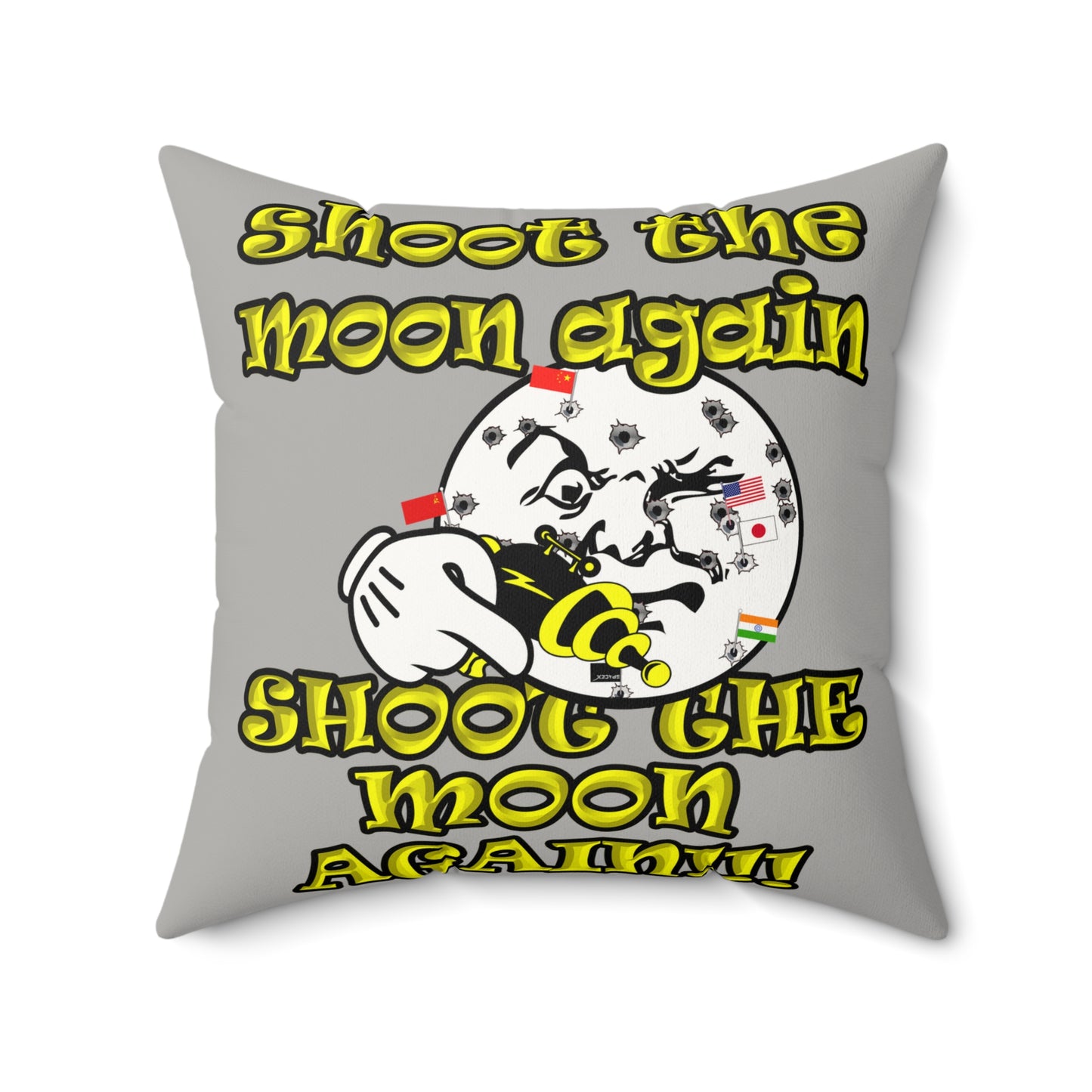 shoot the moon again - Faux Suede Square Pillow - (light grey)