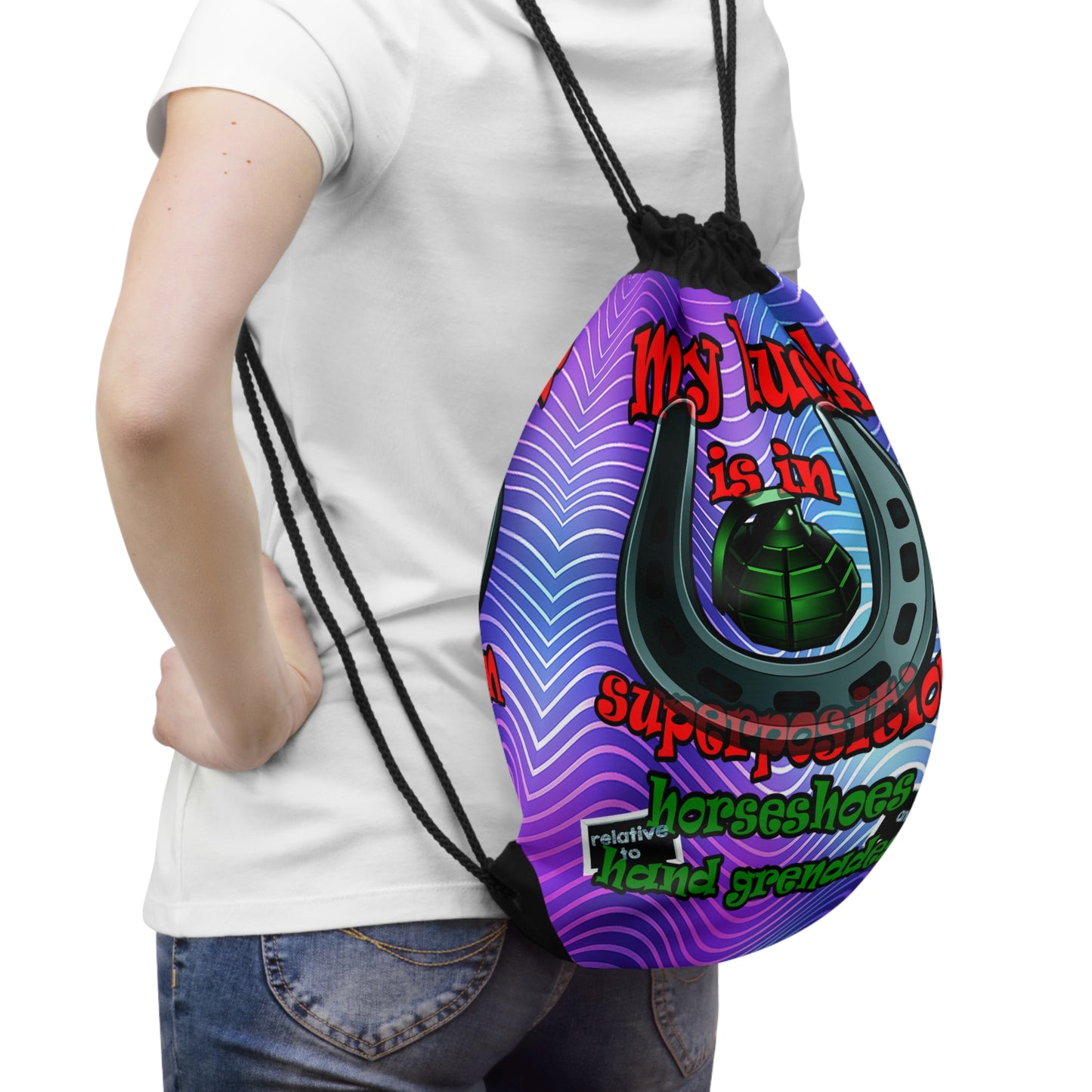 my luck - Drawstring Bag (purple wave)