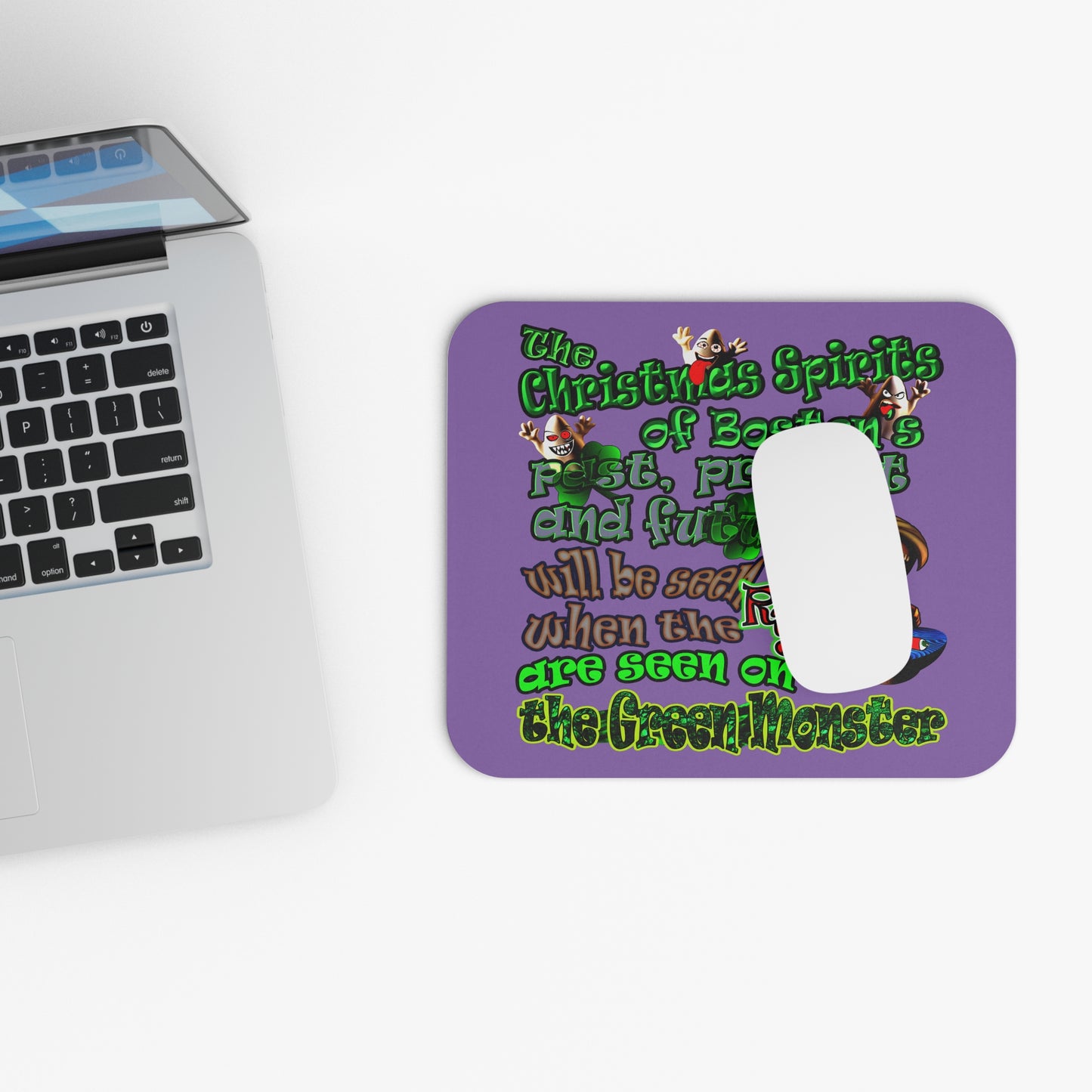 christmas spirits of boston - Mouse Pad (Rectangle) (light purple)