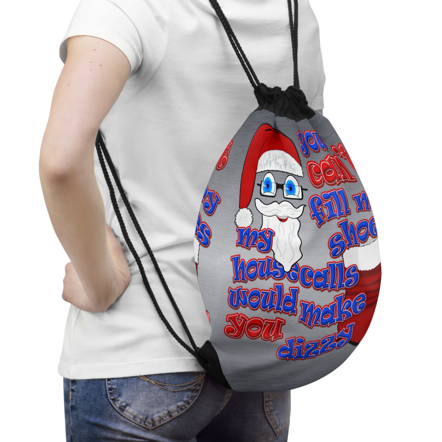 santa's shoes - Drawstring Bag (brushed nickel)