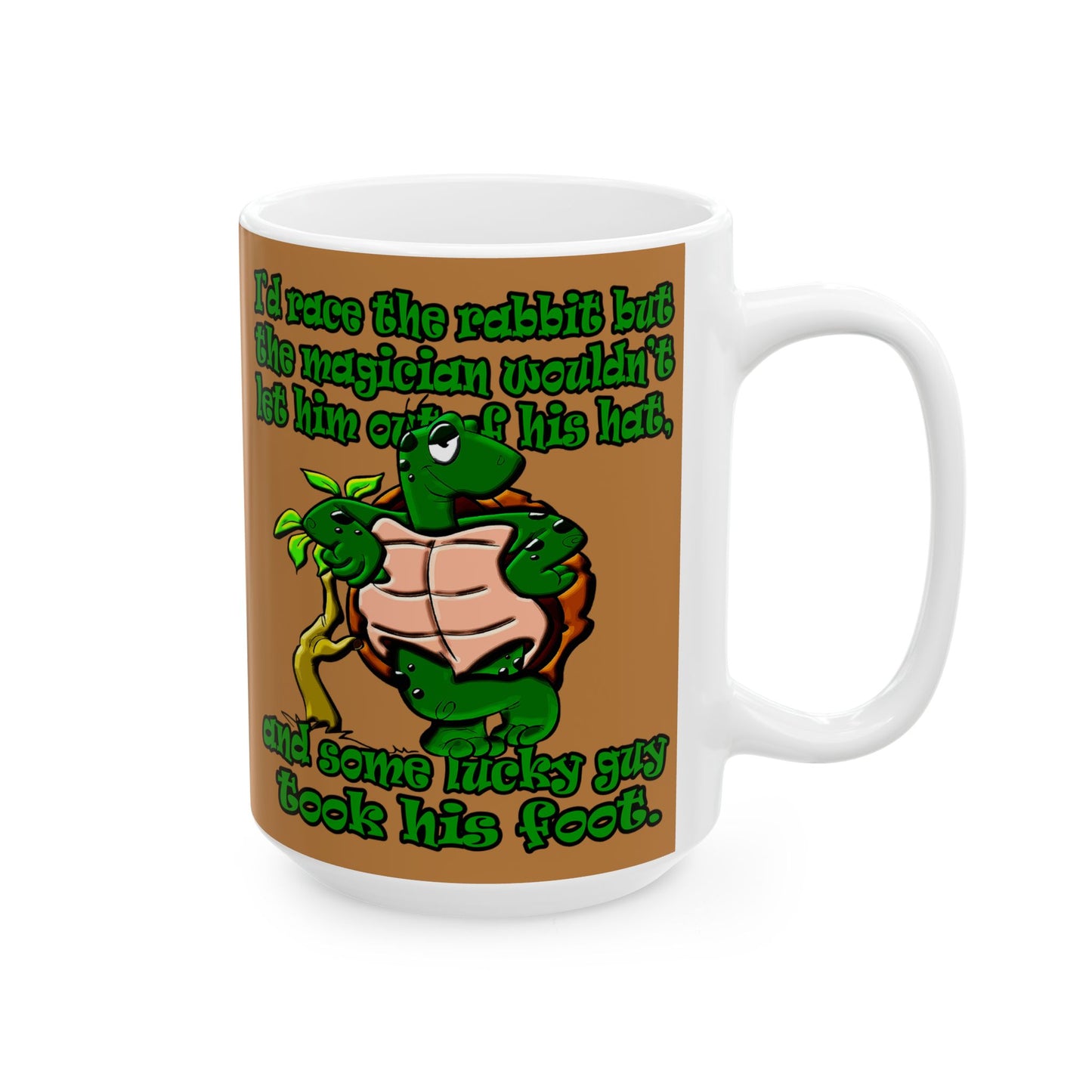 turtle race - White Mug (light brown)