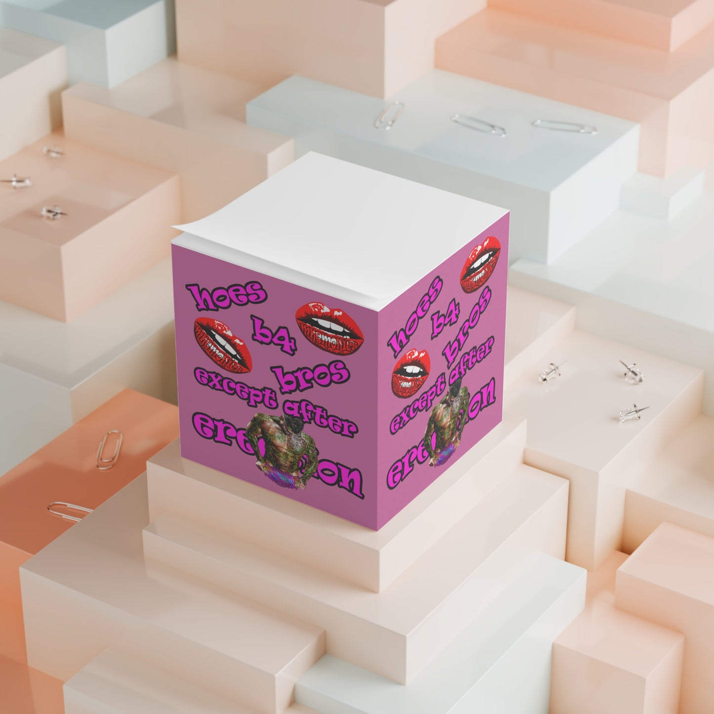 hoes b4 bros - note cube (light pink)
