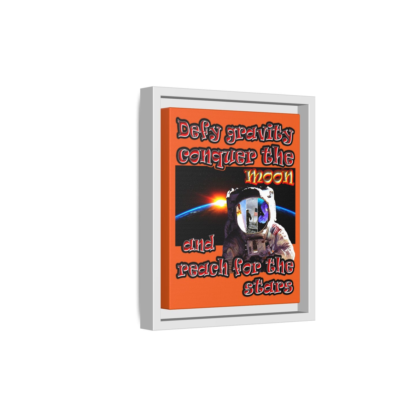 defy conquer reach - framed canvas art (orange)