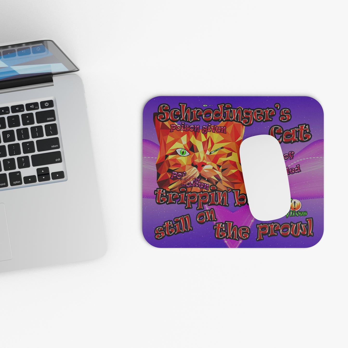 schrodinger's cat - Mouse Pad (Rectangle) (purple-pink wave)