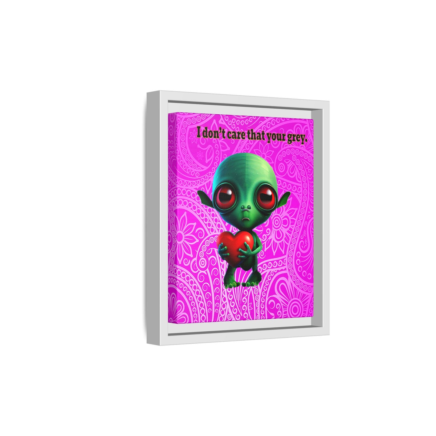 I don't care that your grey - framed canvas art (pink swirl)