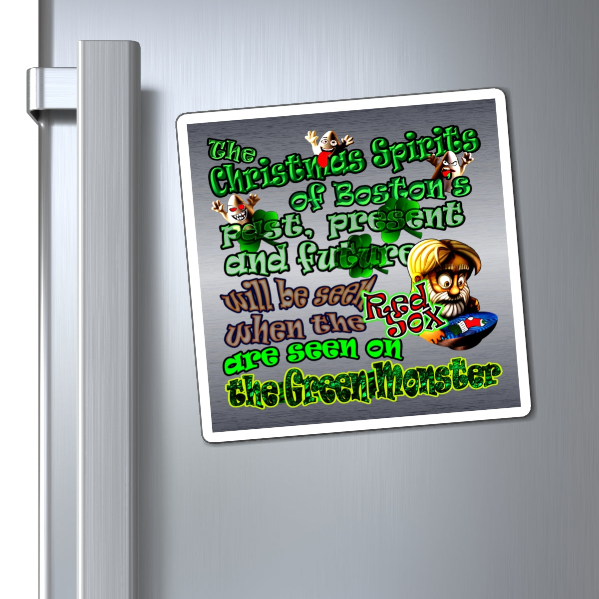 christmas spirits of boston - Magnets - (brushed nickel)