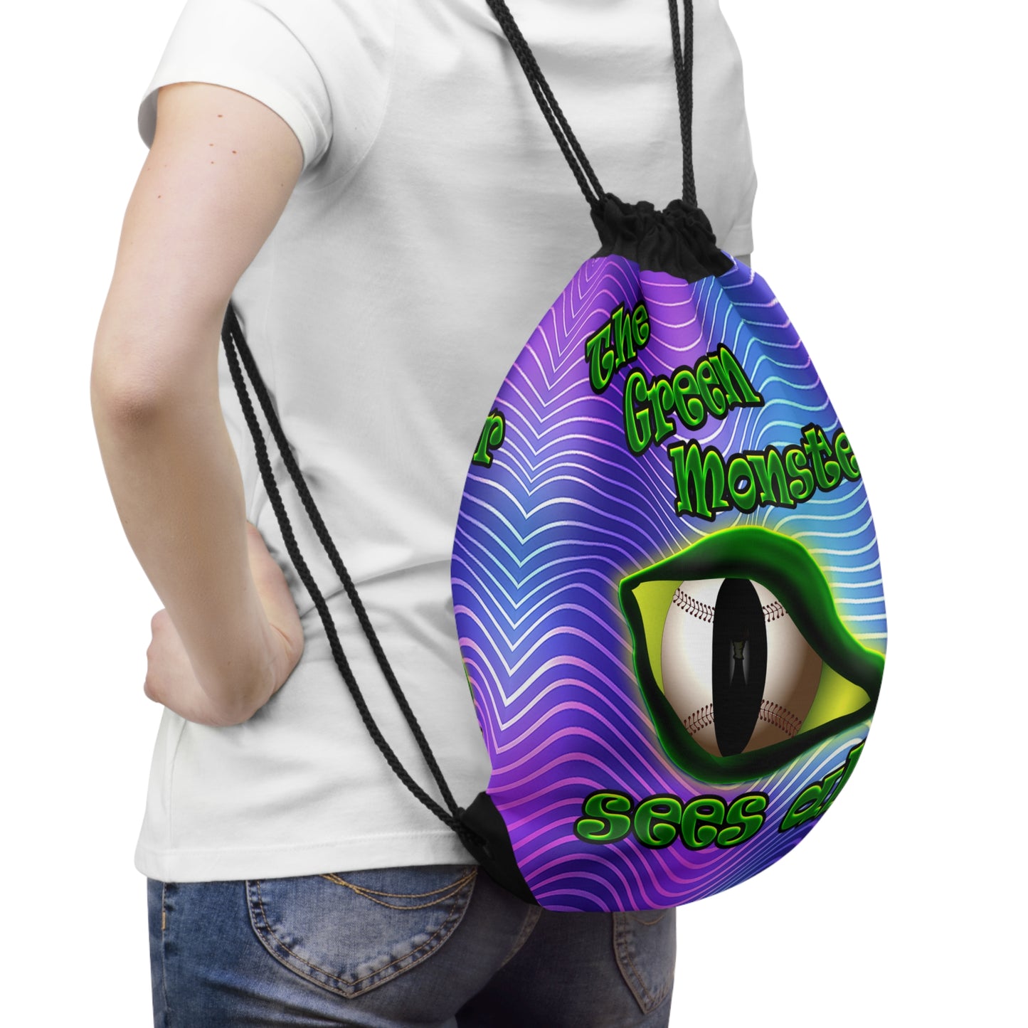 green monster - Drawstring Bag (purple wave)
