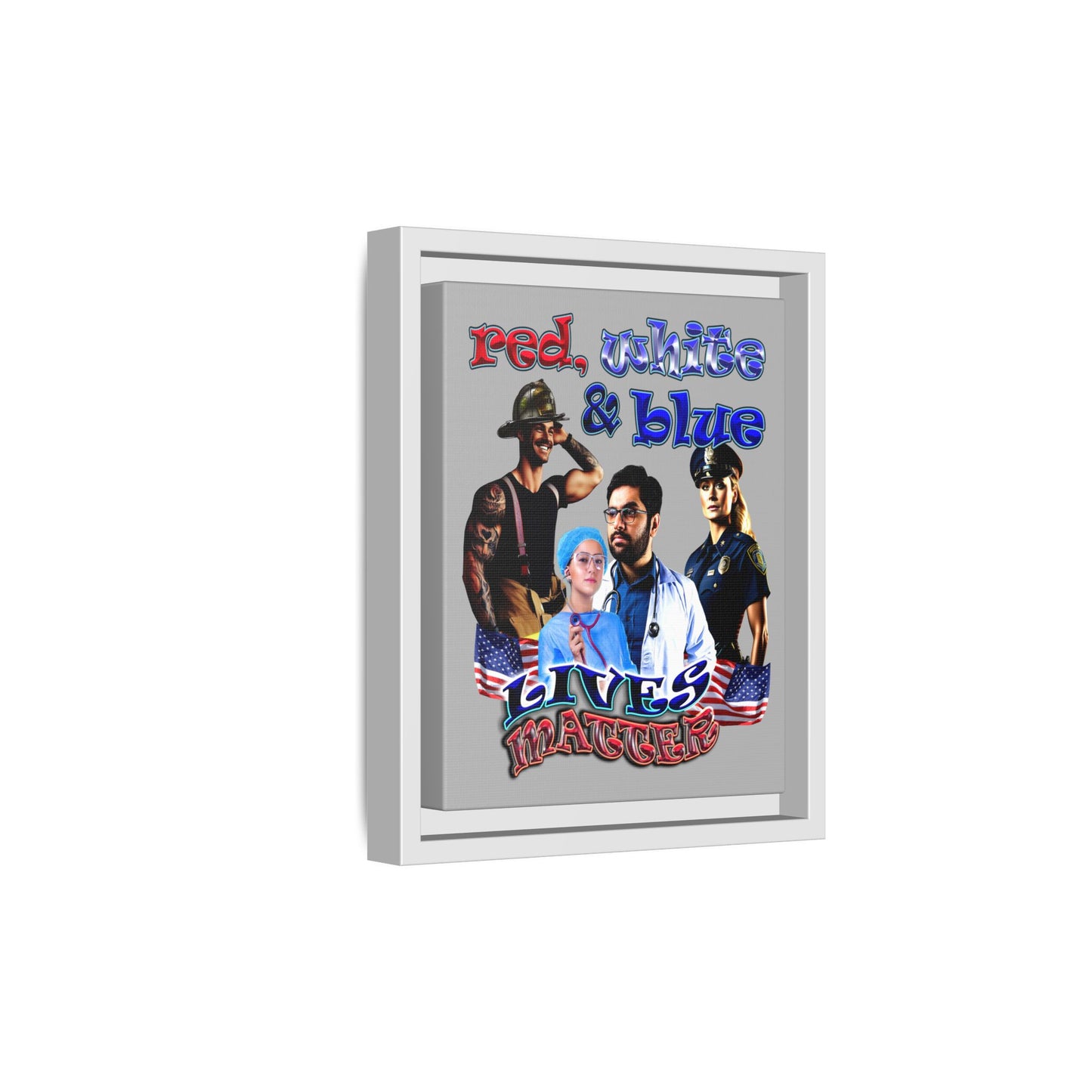 rw&b lives matter - framed canvas art (light grey)