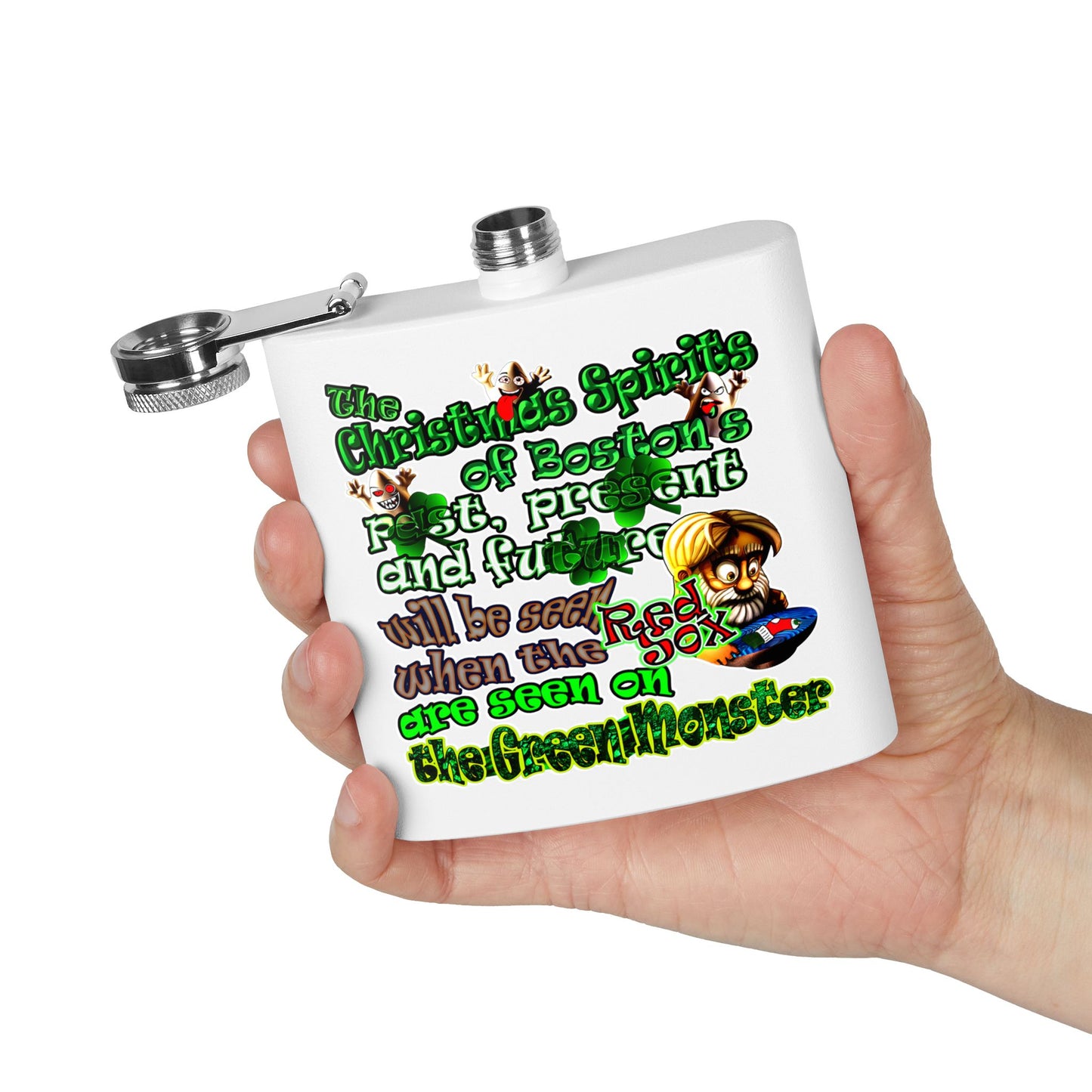 christmas spirits of boston - Stainless Steel Flask