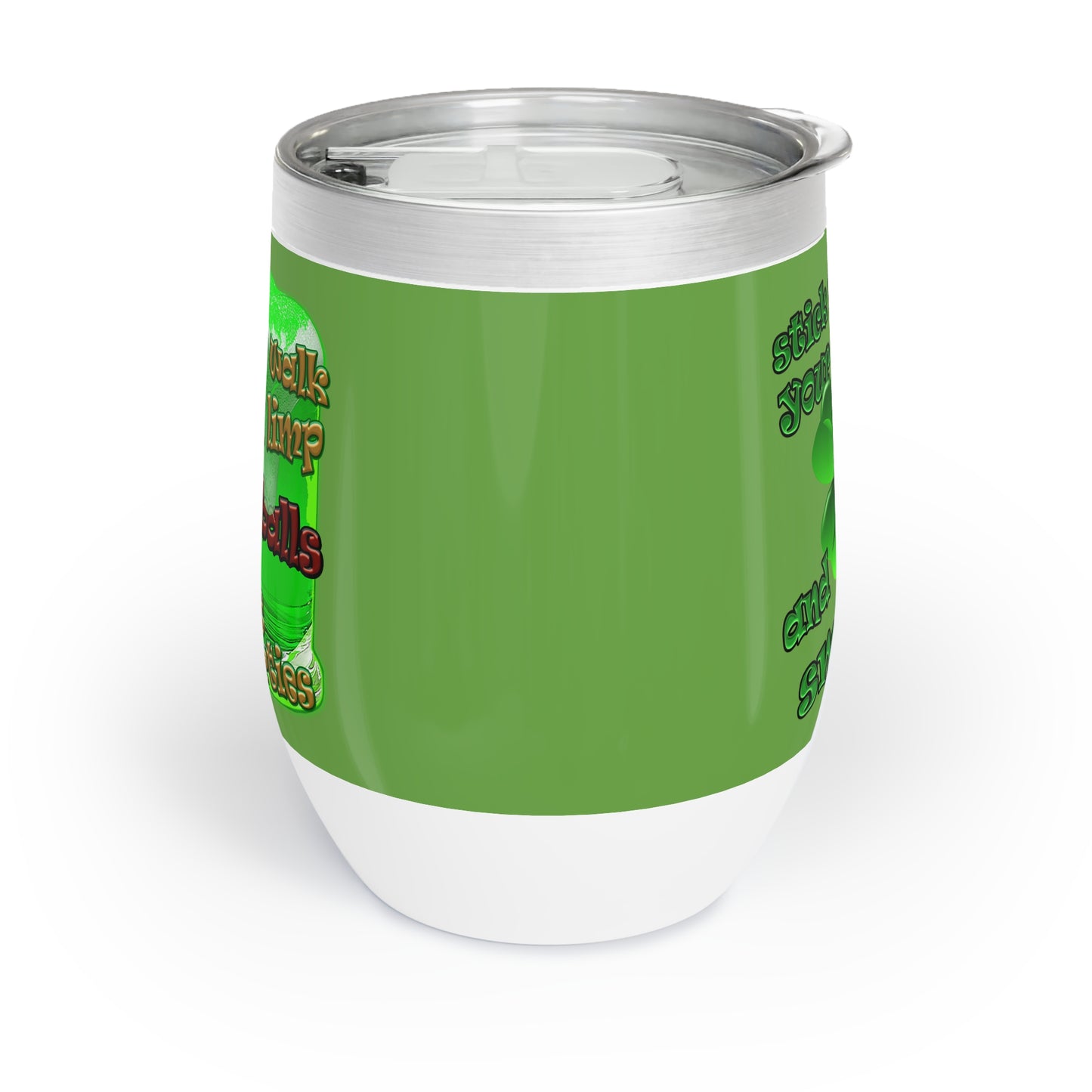 celtics logo - Chill Wine Tumbler (green)
