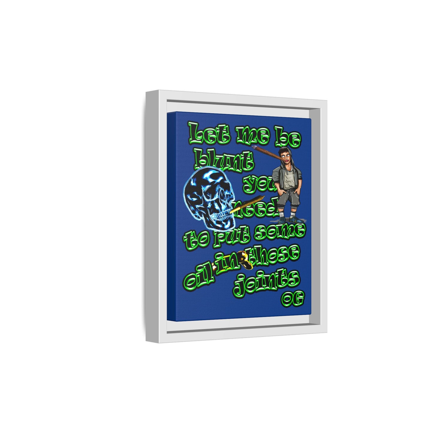 og - framed canvas art (dark blue)