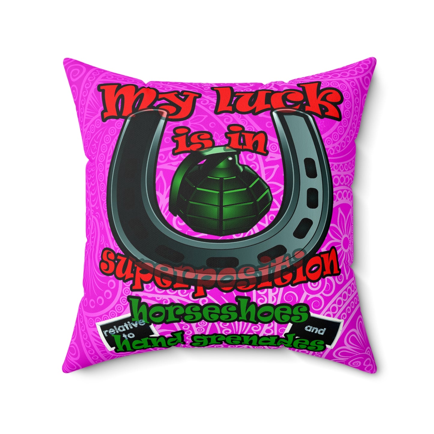 my luck - Faux Suede Square Pillow - (pink swirl)