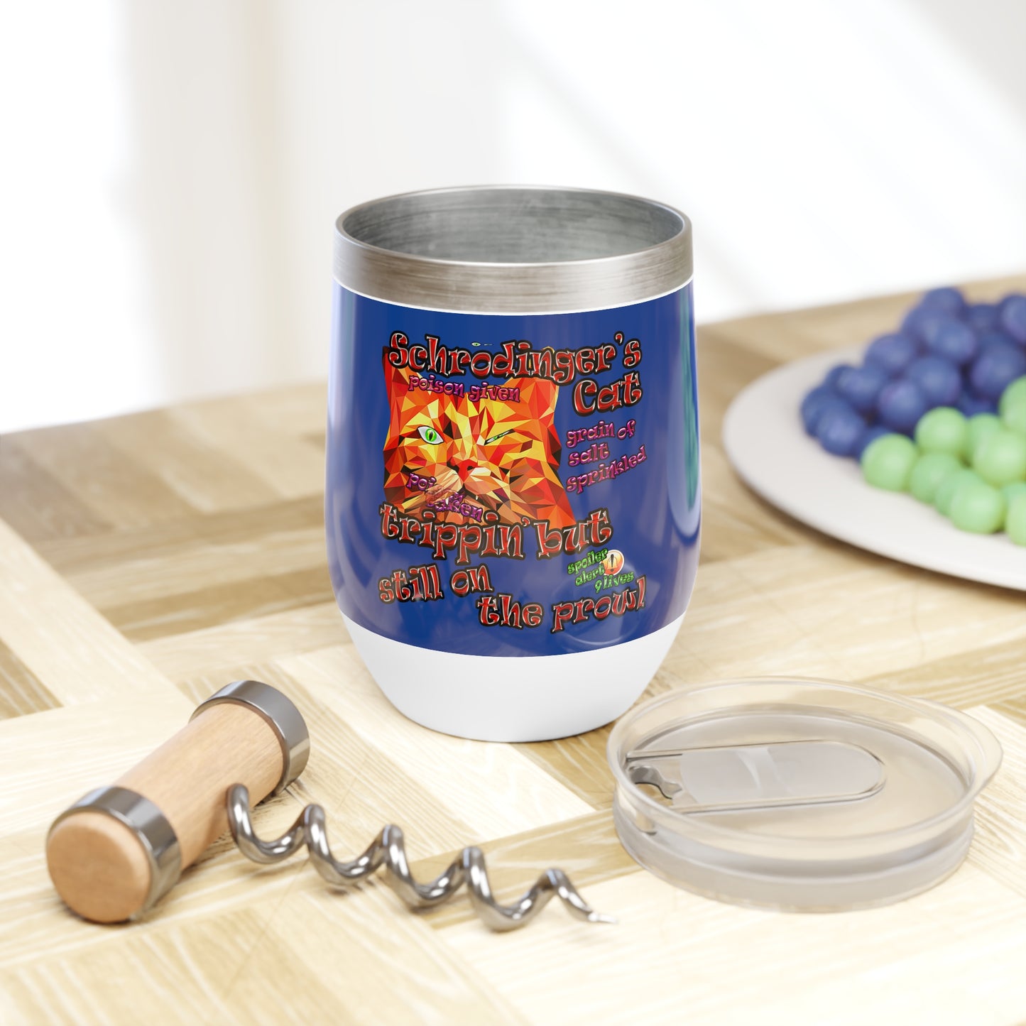 schrodinger's cat - Chill Wine Tumbler (dark blue)