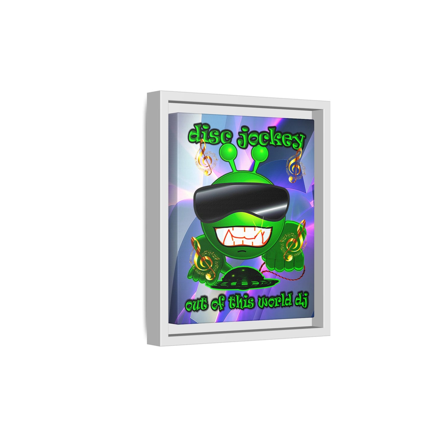 disc jockey - framed canvas art (grey-pink wave)