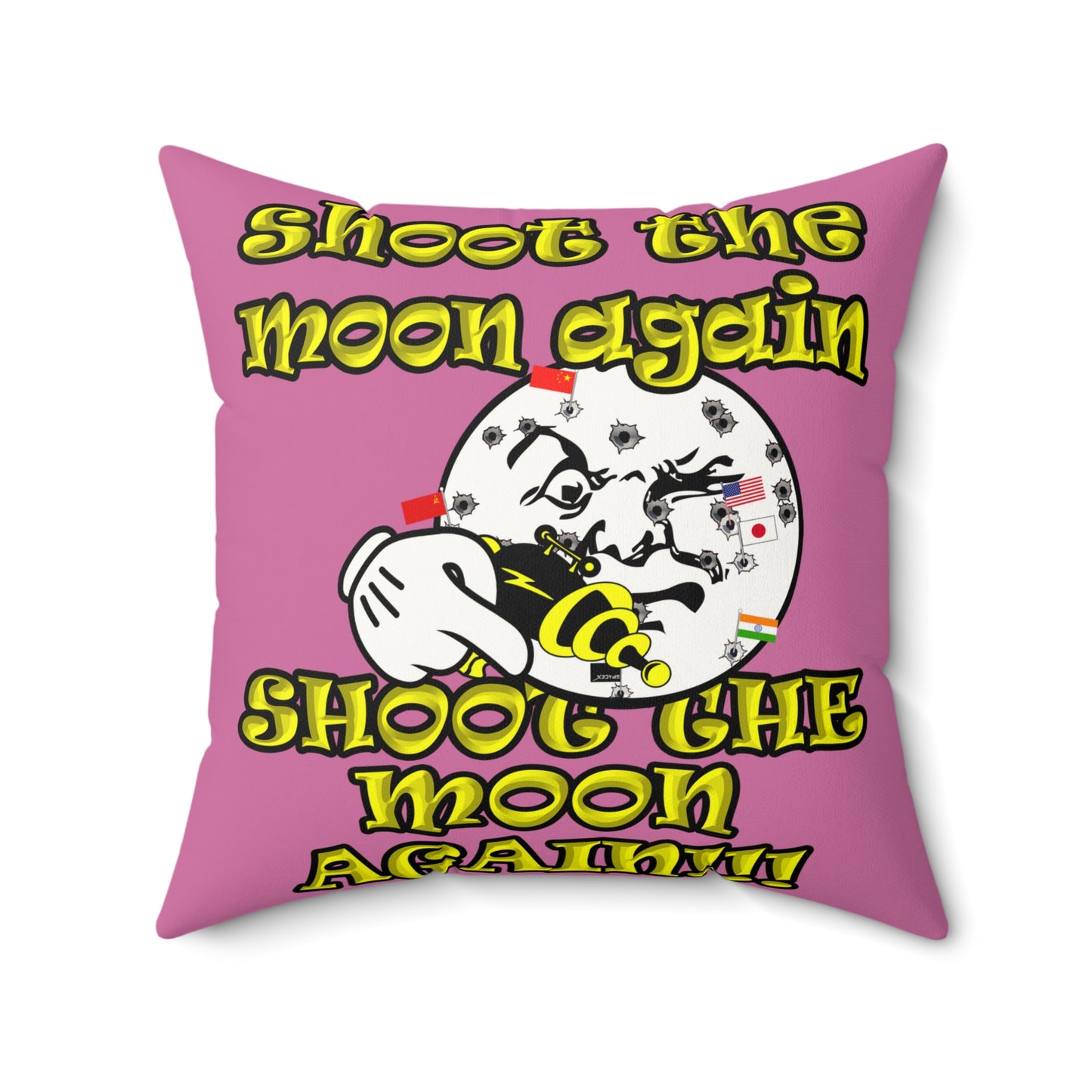 shoot the moon again - Faux Suede Square Pillow - (light pink)