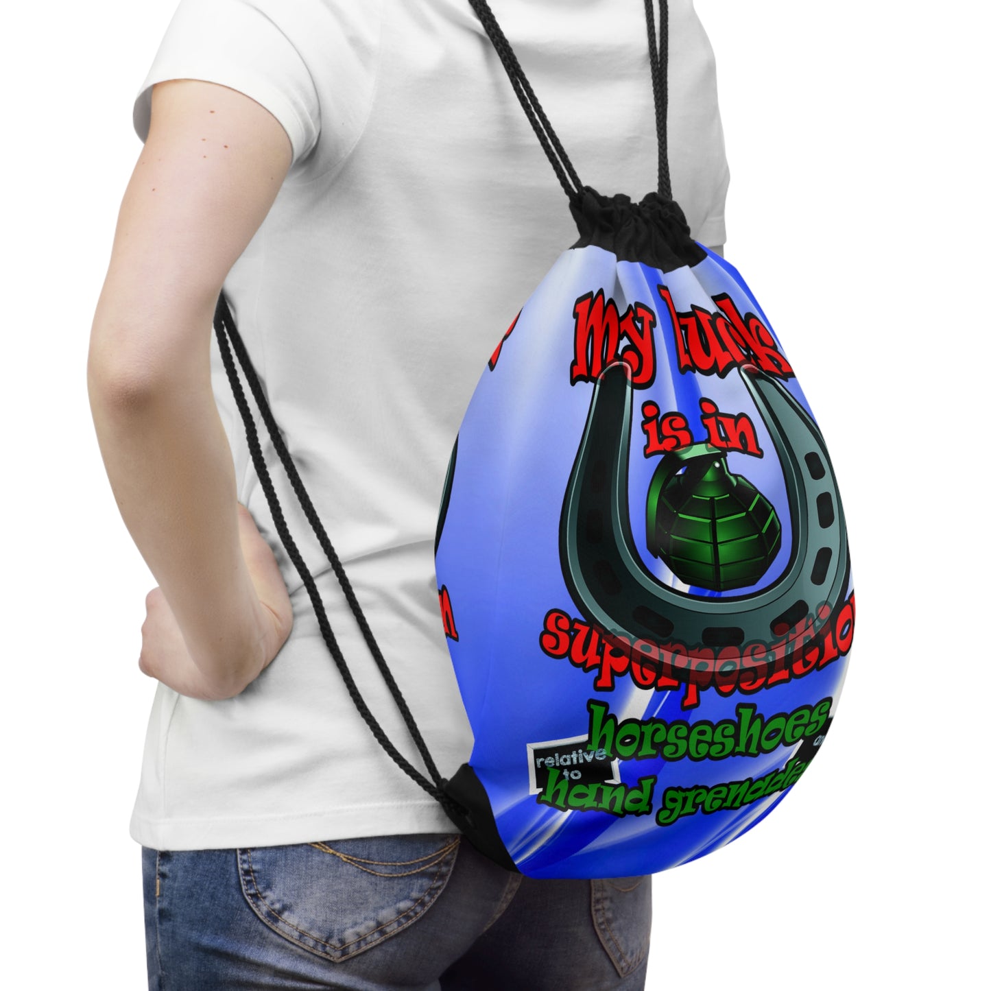 my luck - Drawstring Bag (blue-white wave)