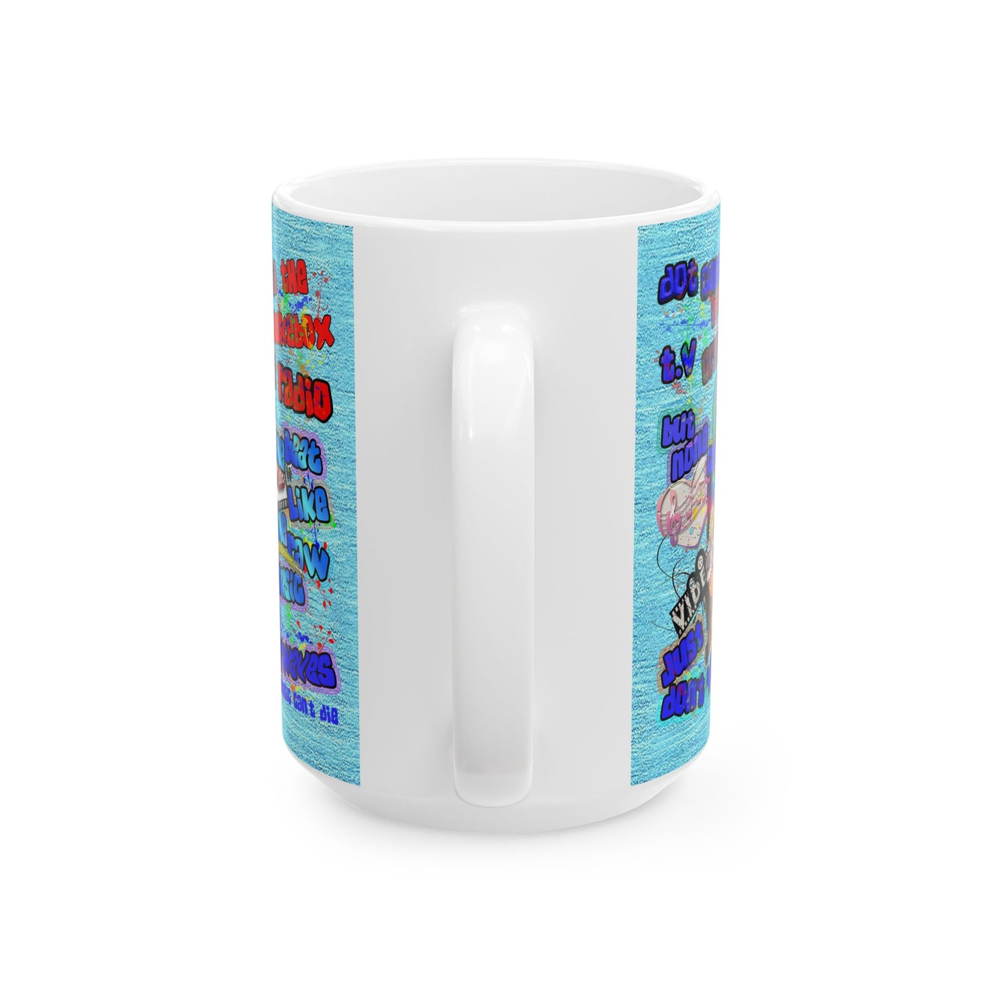 drop the beat - White Mug (faded blue)
