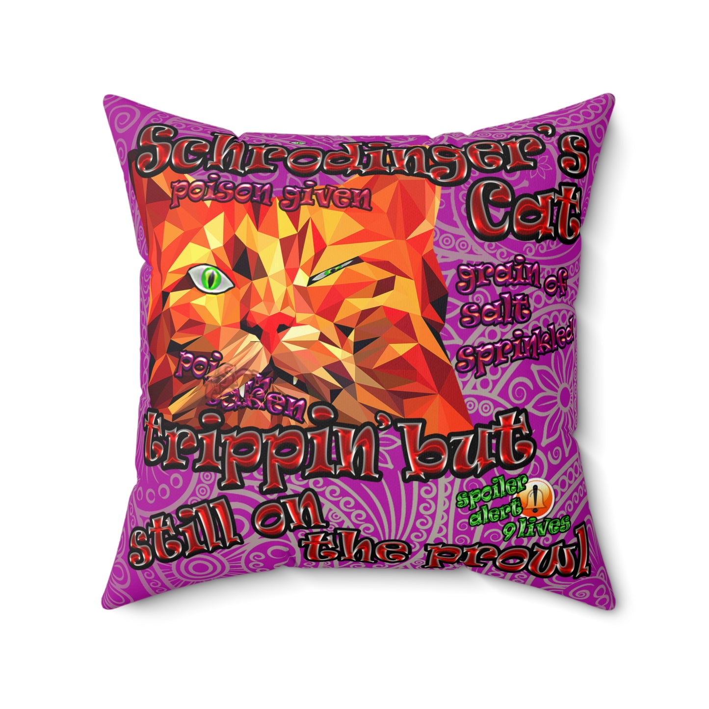schrodinger's cat - Faux Suede Square Pillow - (pink swirl)