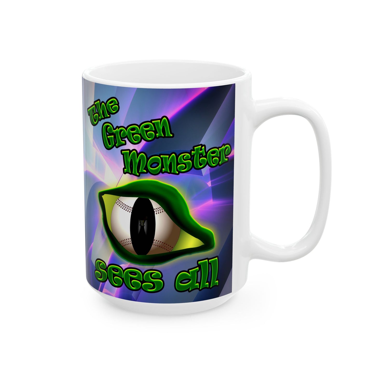 green monster - White Mug (grey-pink wave)