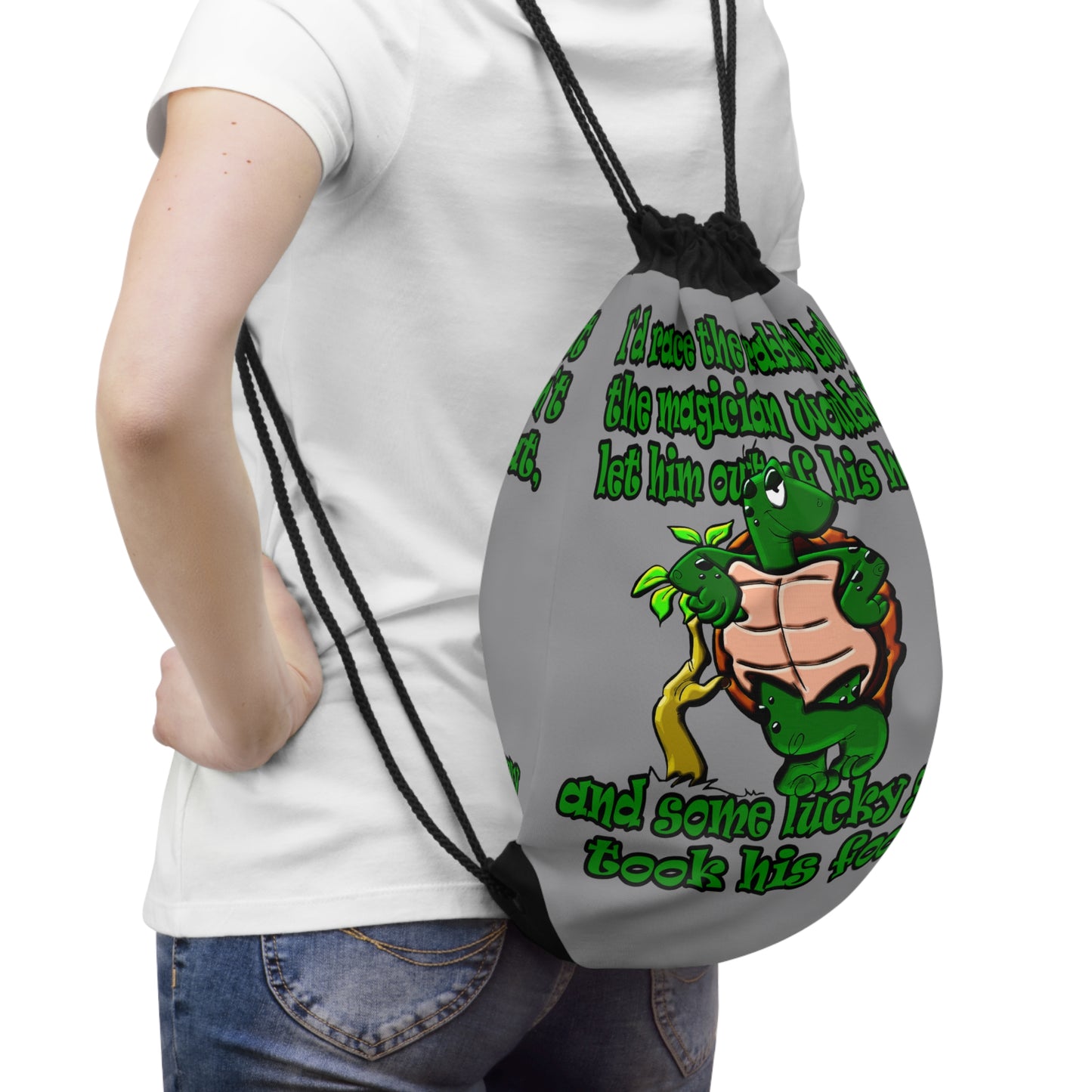 turtle race - Drawstring Bag (grey)