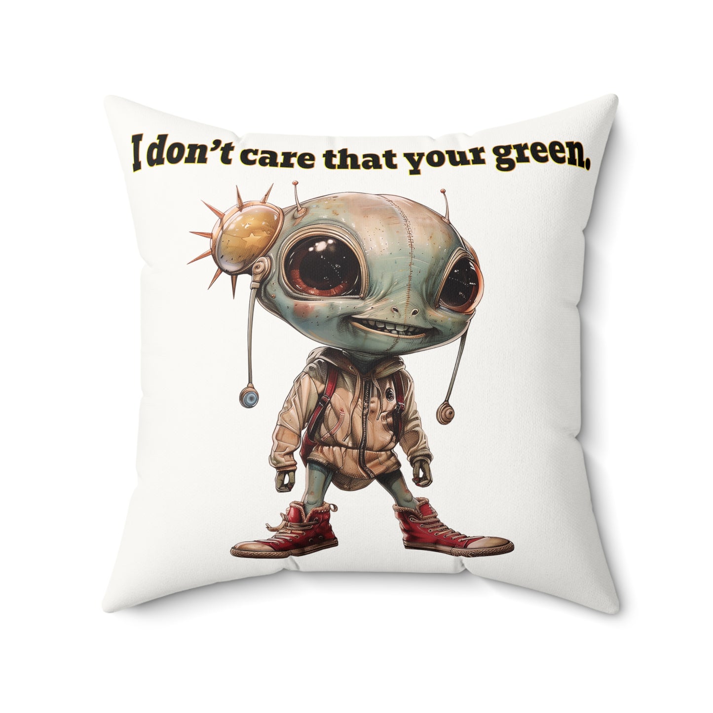 I don't care that your grey - Faux Suede Square Pillow - (white)