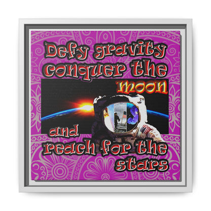 defy conquer reach - framed canvas art (pink swirl)
