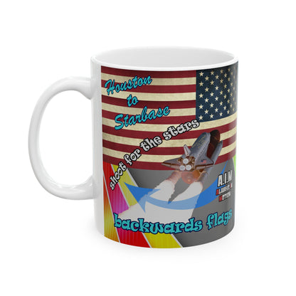 shoot for the stars - White Mug (rainbow split)