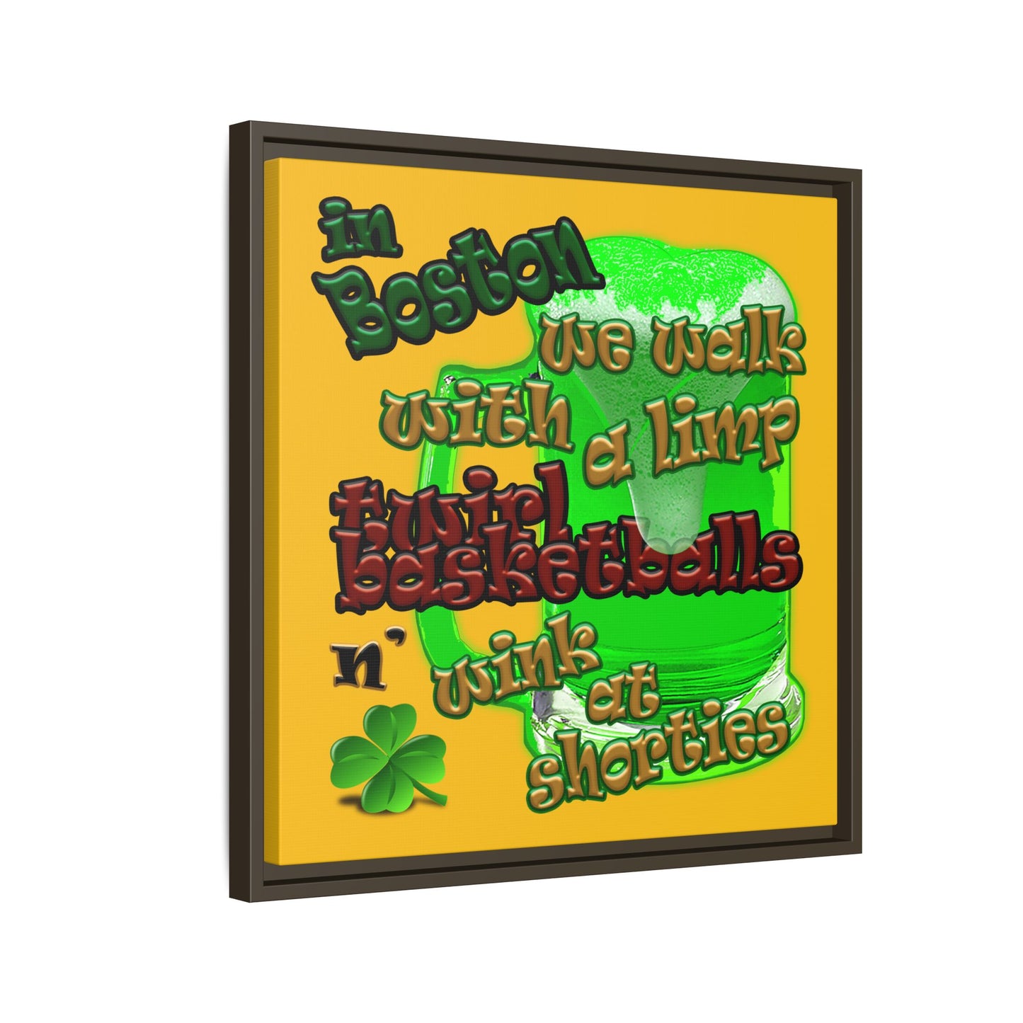 celtics logo - framed canvas art (yellow)
