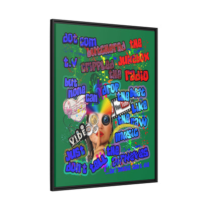 drop the beat - framed canvas art (dark green)