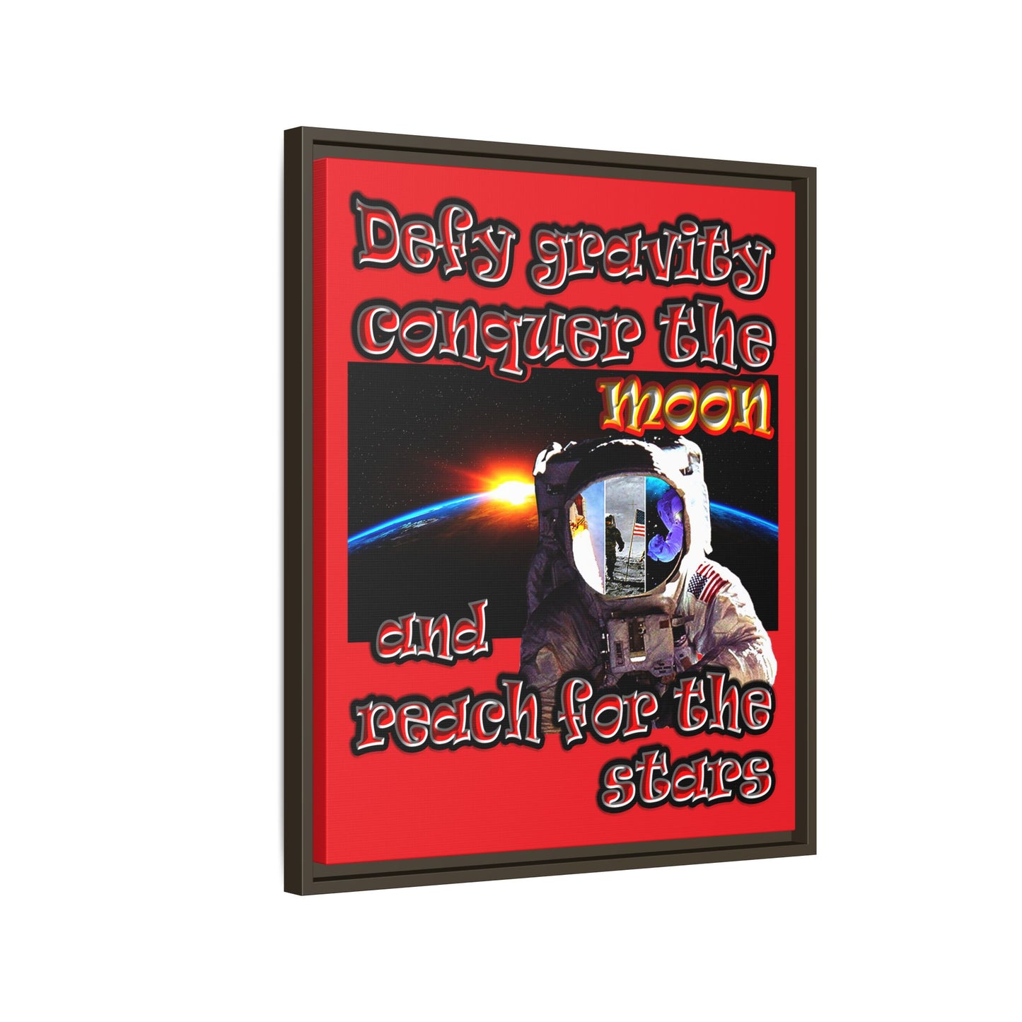 defy conquer reach - framed canvas art (red)