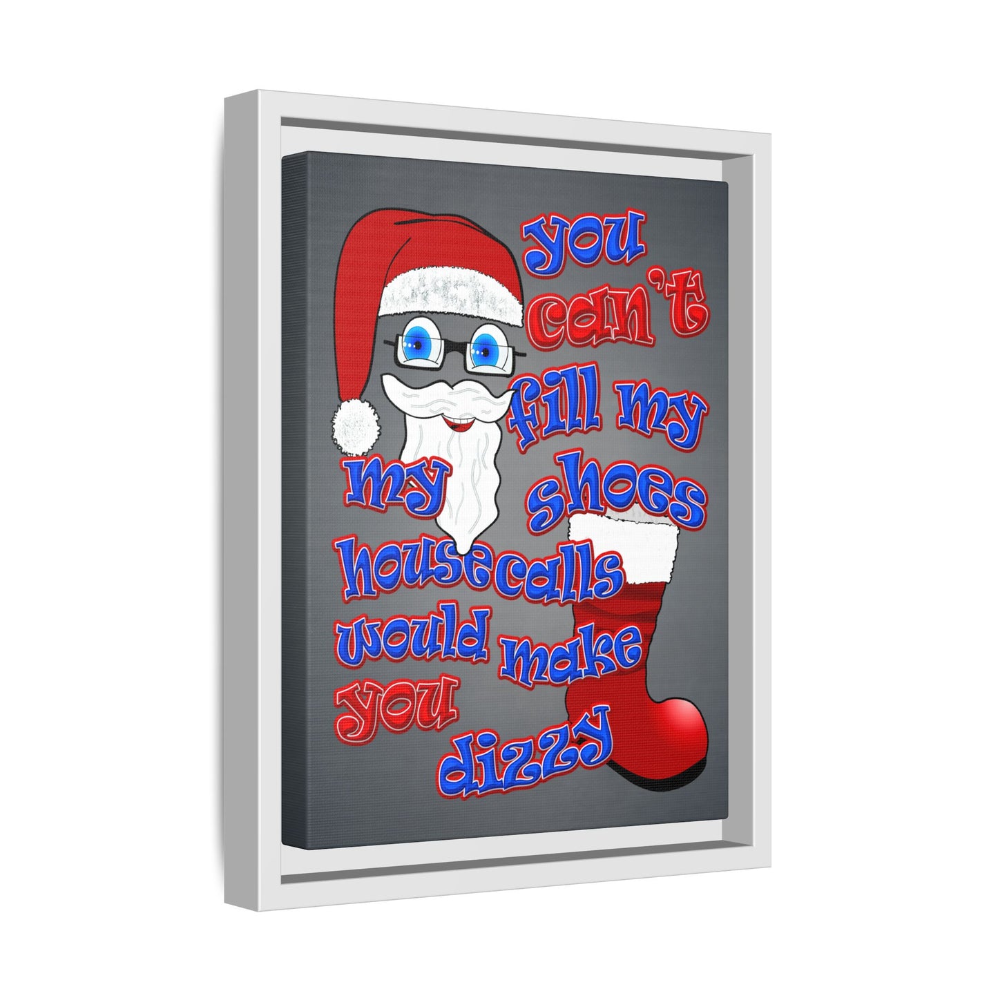 santa's shoes - framed canvas art (grey-light grey)