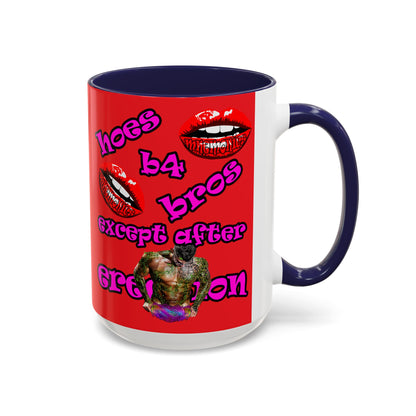 hoes b4 bros - Accent Mug (red)