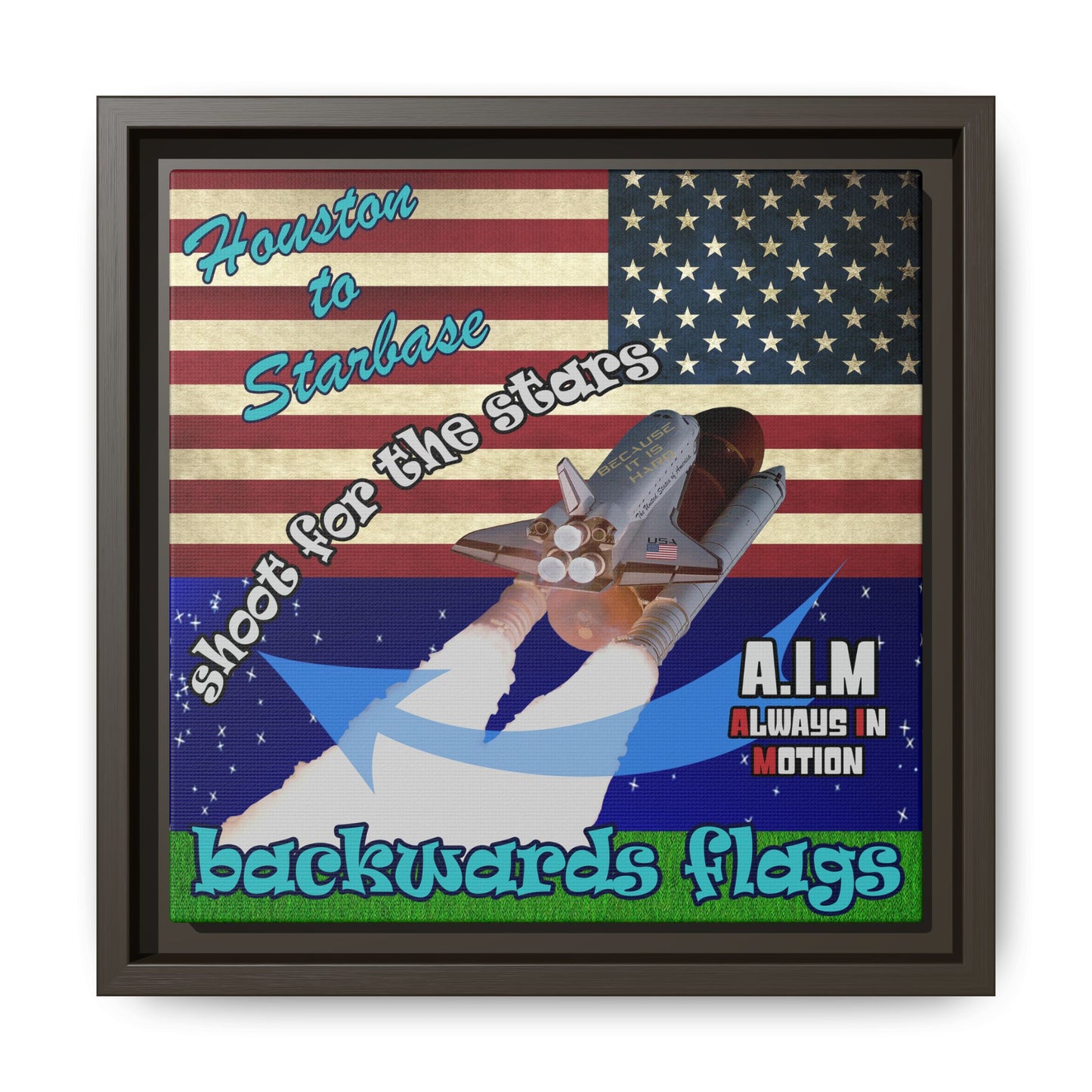 shoot for the stars - framed canvas art ('snoops' background)