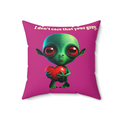 I don't care that your grey - Faux Suede Square Pillow - (pink)