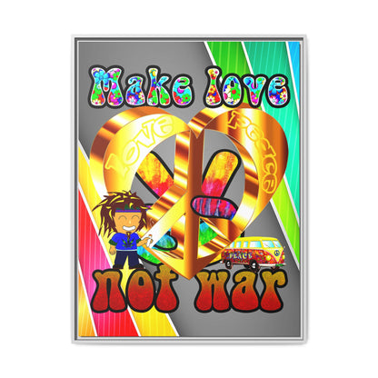 love peace - framed canvas art (rainbow split)