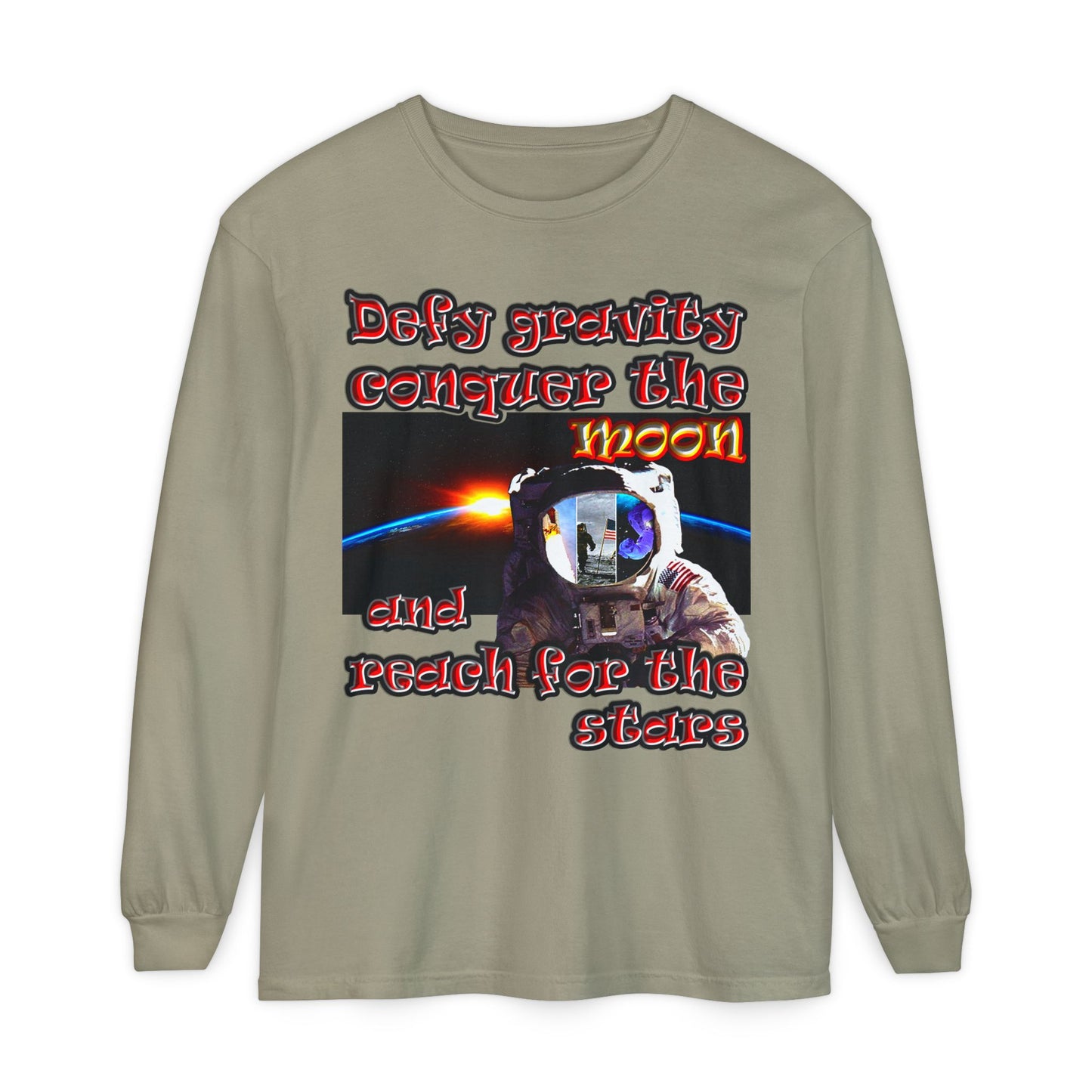 defy conquer reach - Unisex Garment-dyed Long Sleeve T-Shirt