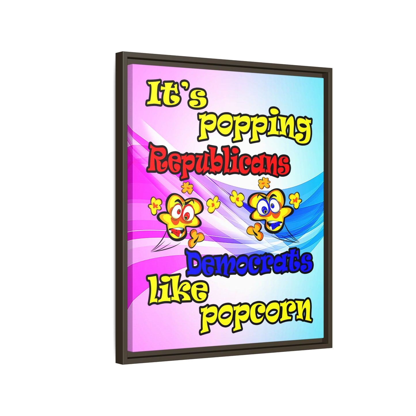 popping like popcorn - framed canvas art (light blue-pink wave)