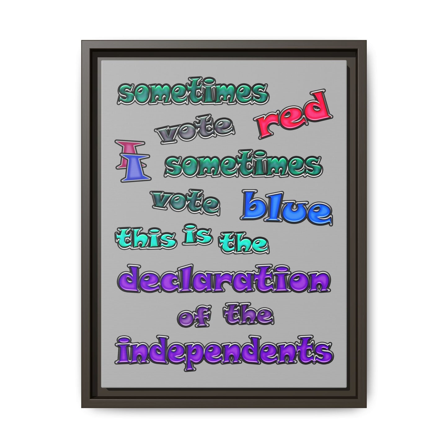 declaration of the independents - framed canvas art (light grey)