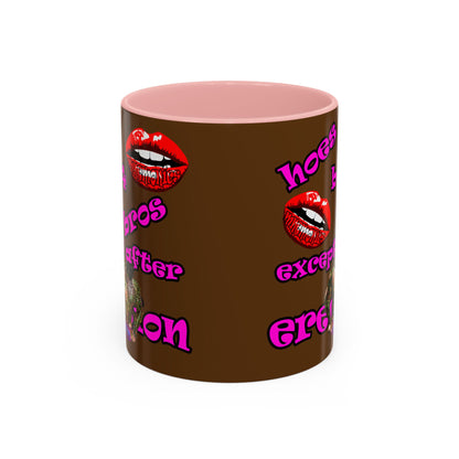 hoes b4 bros - Accent Mug (brown)