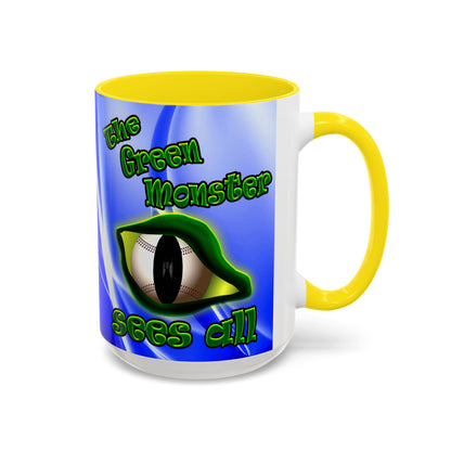 green monster - Accent Mug (blue-white wave)
