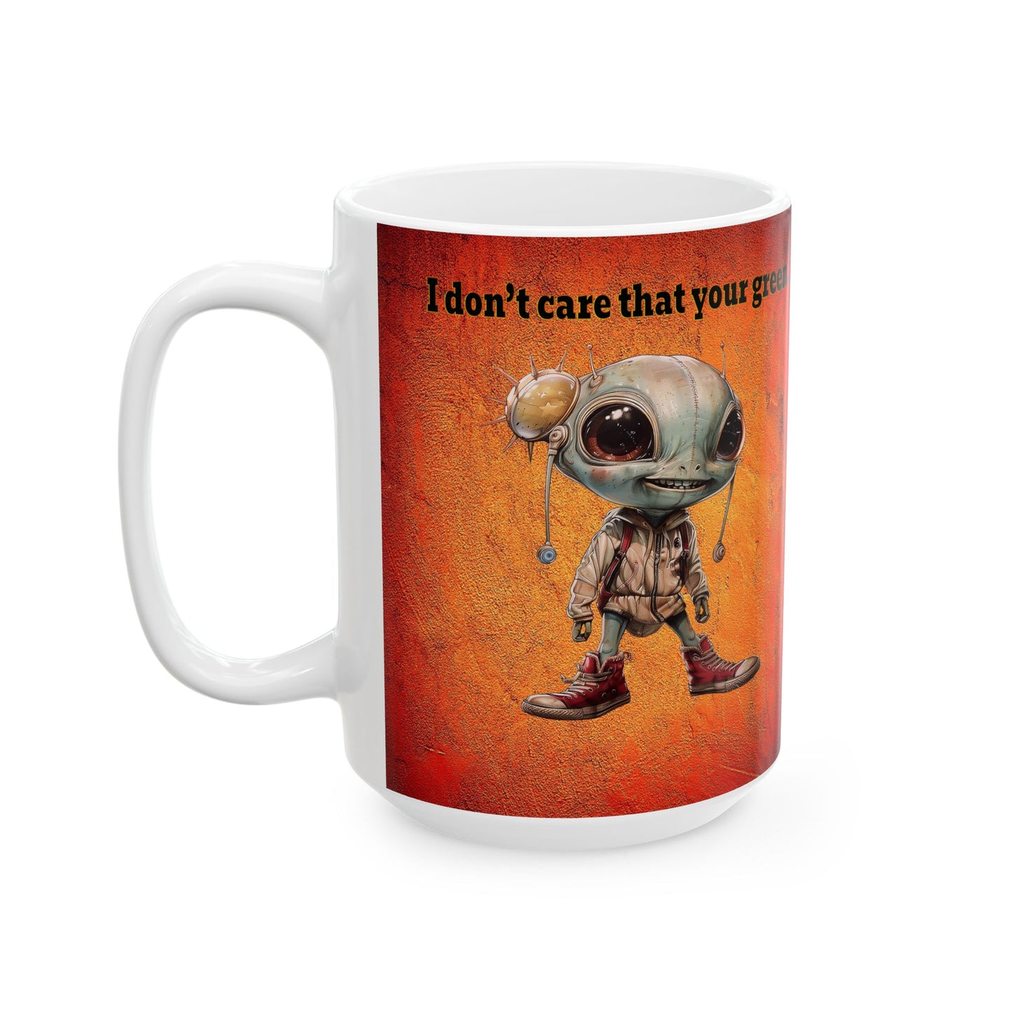 I don't care that your grey - White Mug (burnt orange)