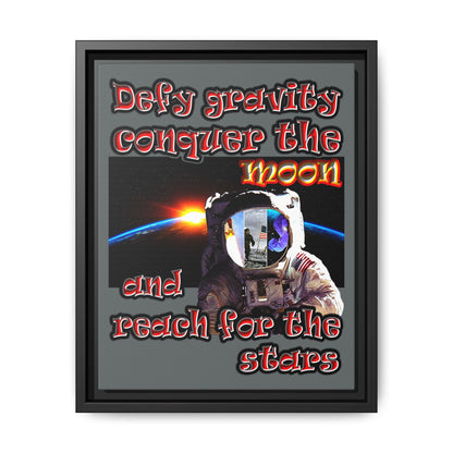 defy conquer reach - framed canvas art (dark grey)