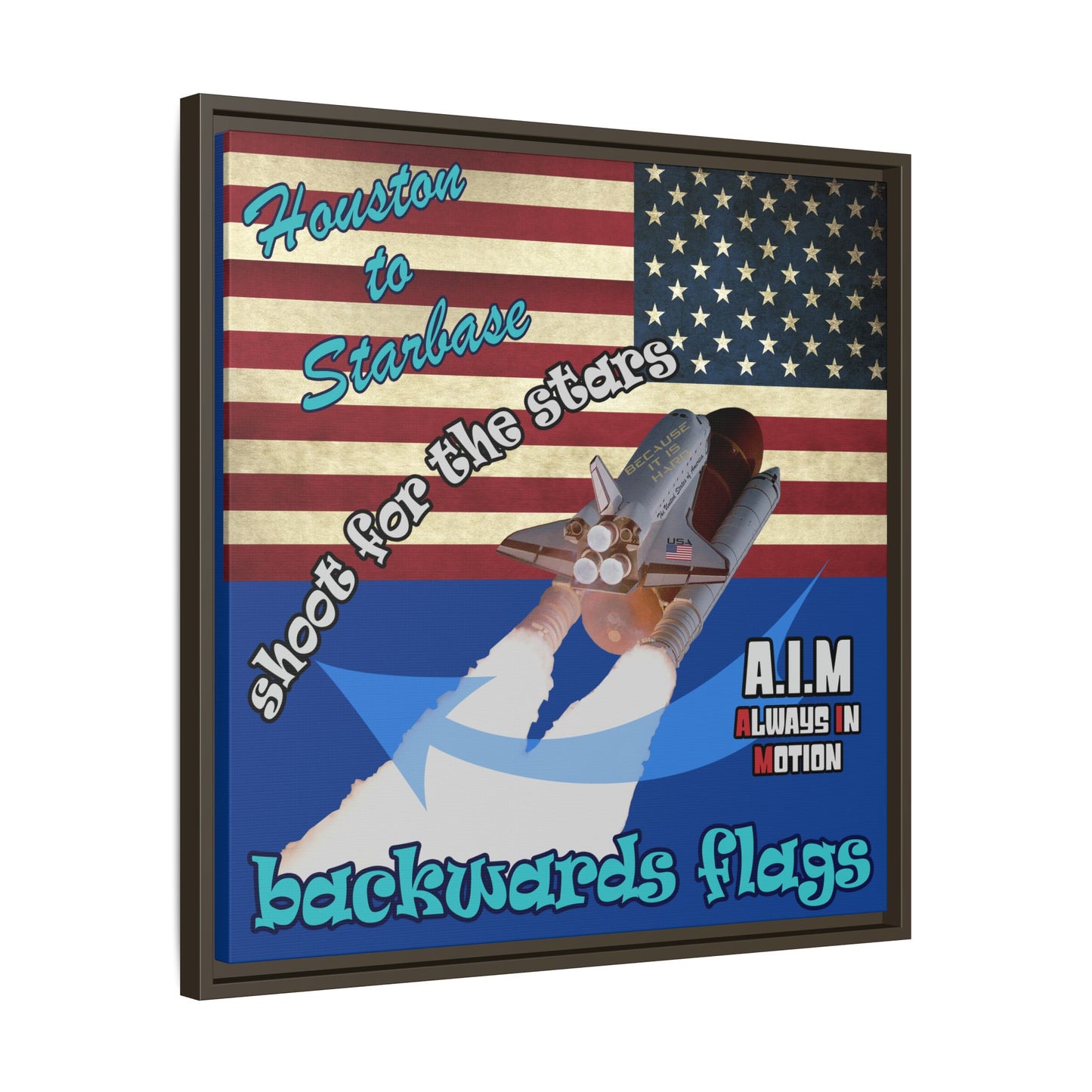 shoot for the stars - framed canvas art (dark blue)