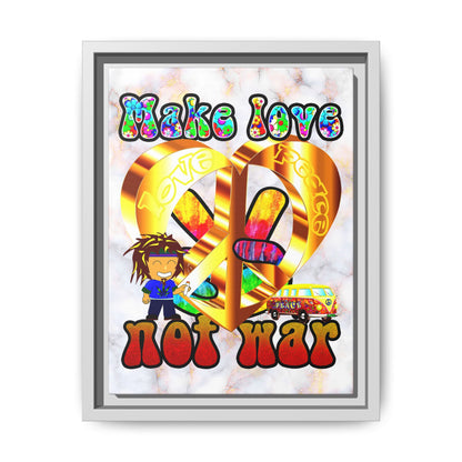 love peace - framed canvas art (white marble)