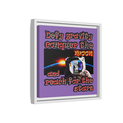 defy conquer reach - framed canvas art (light purple)