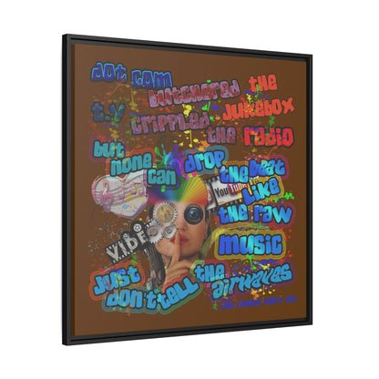 drop the beat - framed canvas art (brown)